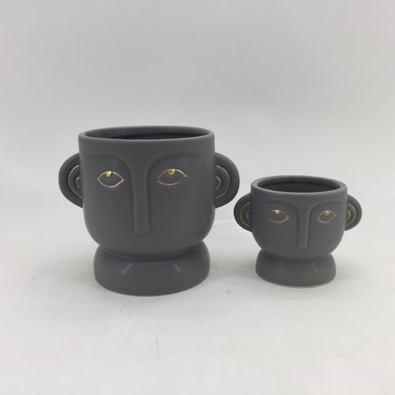 Novelty 3D Face Design Custom Ceramic Flower Pot