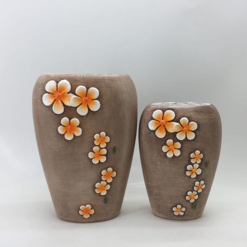 Best Selling Rustic Beautiful Flower Embossed Ceramic Flower Pot