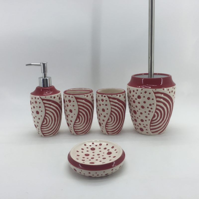 Fashion Style Set of 5 Home Hotel Ceramic Bathroom Accessory