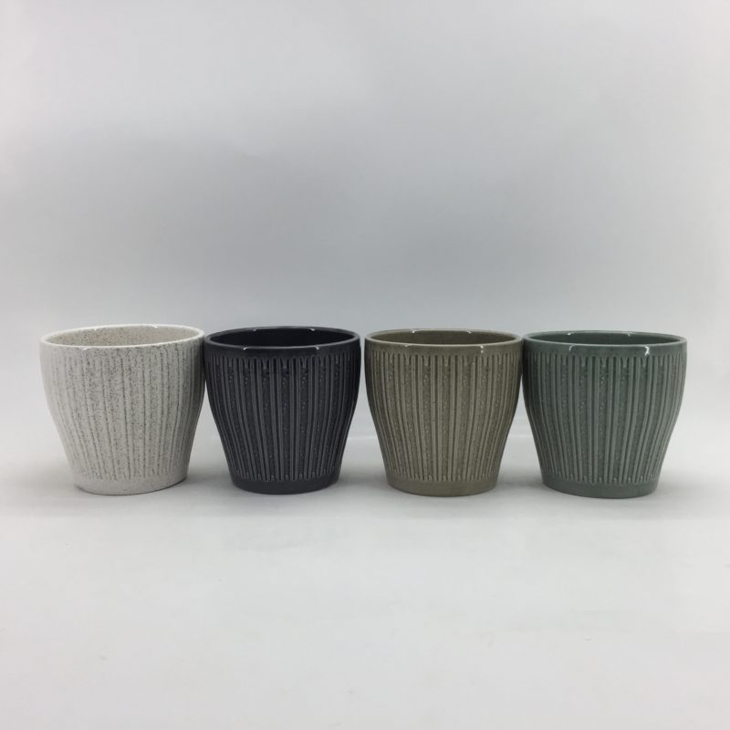 Rustic Style Vertical Stripe Home Decor Ceramic Flower Pot
