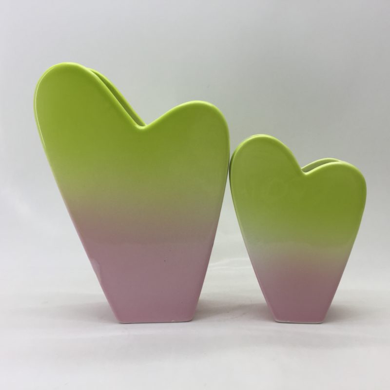 Gradient Colorful Heart Shape Ceramic Decorative Vase
