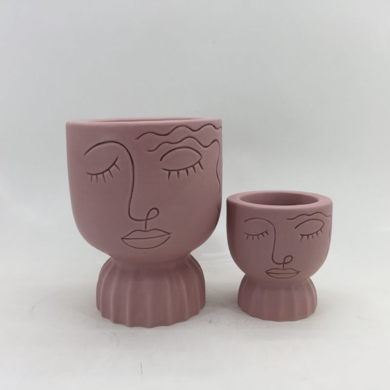 Creative Face Shape Ceramic Small Flower Pot 