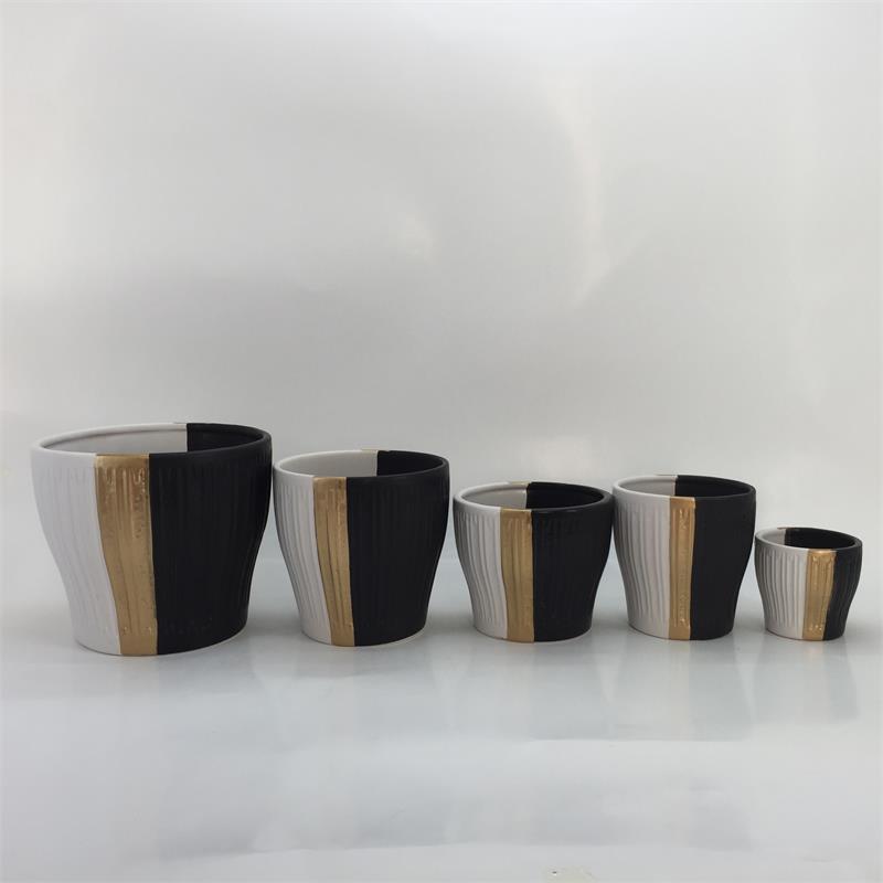Western Design White Black Ceramic Flower Pots & Planters