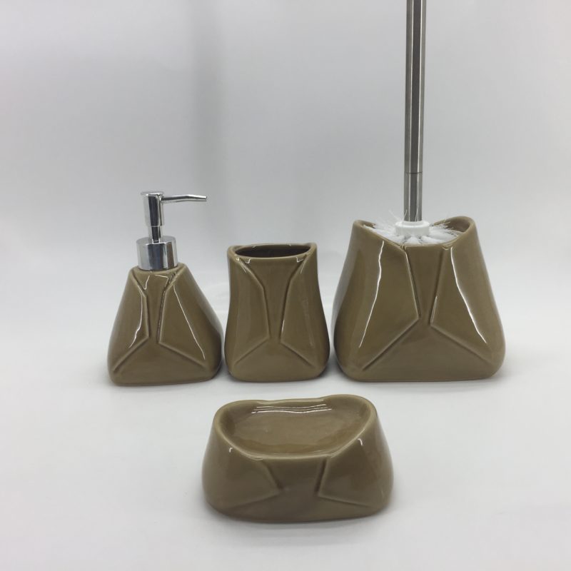 New Style Gradient Stoneware Ceramic Bathroom Accessory Set for Home Decor