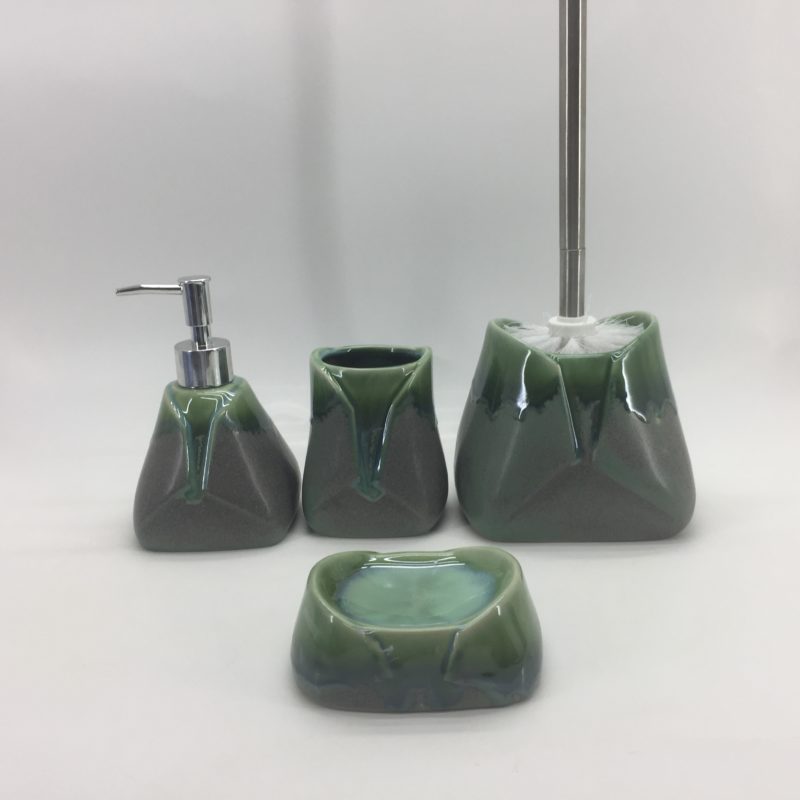 New Style Gradient Stoneware Ceramic Bathroom Accessory Set for Home Decor