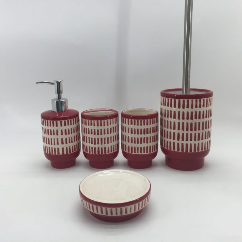 Embossed Assorted Color Ceramic Bathroom Shower Set 