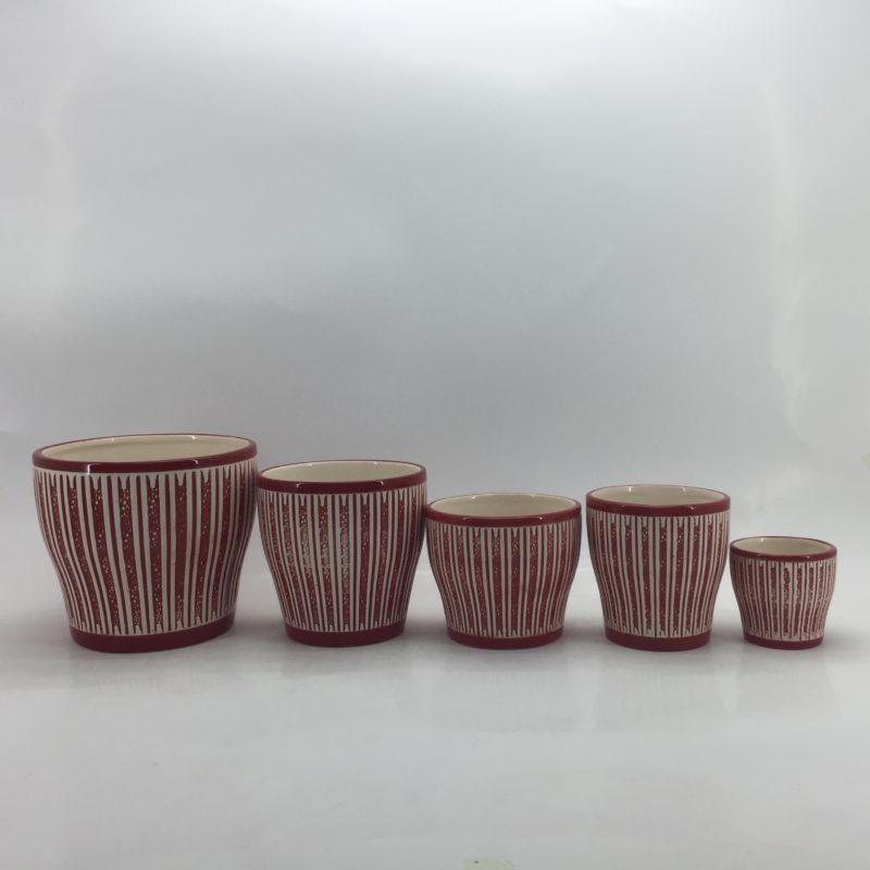 Modern Round Stripe Texture Ceramic Succulent Plant Pots 