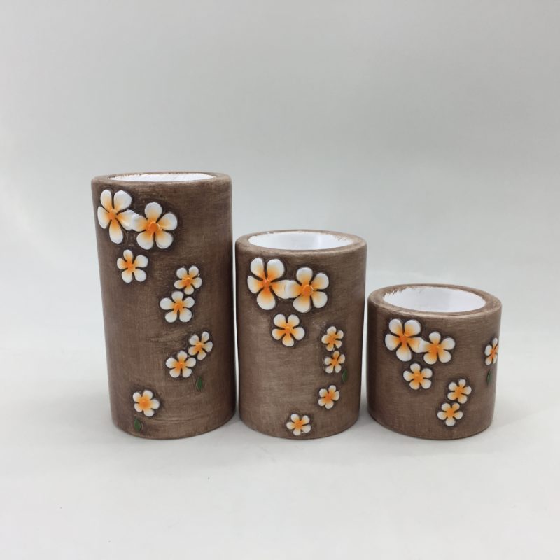 Cylinder Ceramic Flower Vase with Flowered Surface