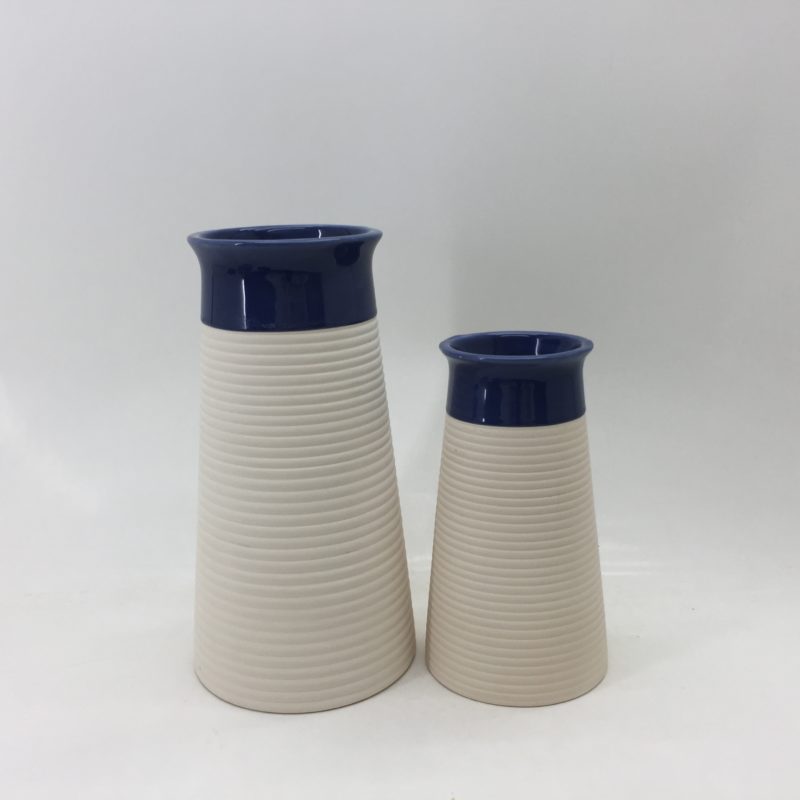 White Blue Ceramic Flower Vase High Quality Planter