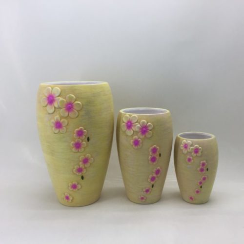 Light Yellow Custom Ceramic Flower Vase Set
