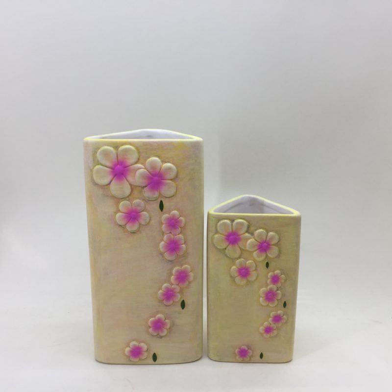 Set of 2 Colorful Ceramic Flower Vases for Home Decor